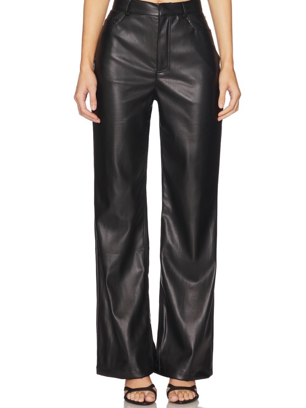 Lulu's Black Faux Leather Wide-Leg Pants